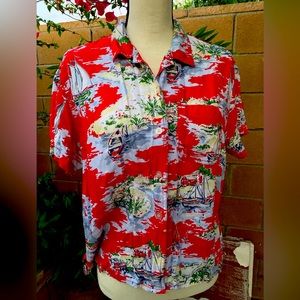 Liz Claiborne cropped Hawaiian shirt